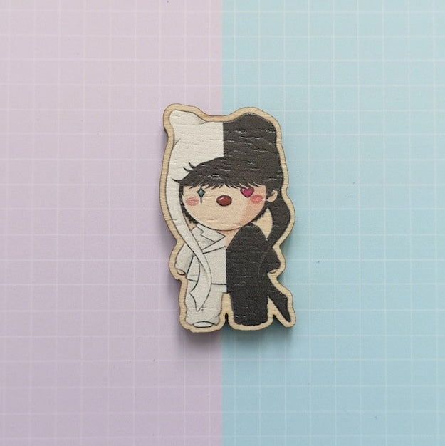 Eco Friendly Wooden 1.5 Inch Pin - Jung Hoseok Hobi Jhope BTS Chibi