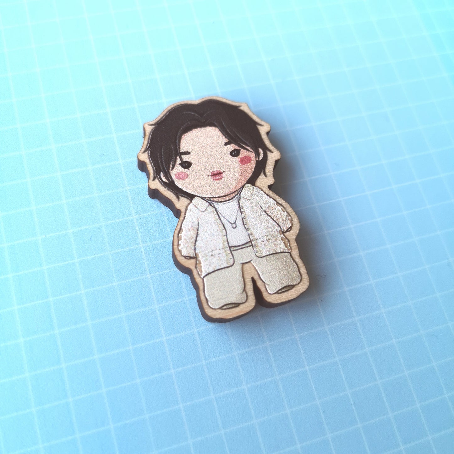 Eco Friendly Wooden 1.5 Inch Pin - Wildflower Kim Namjoon RM