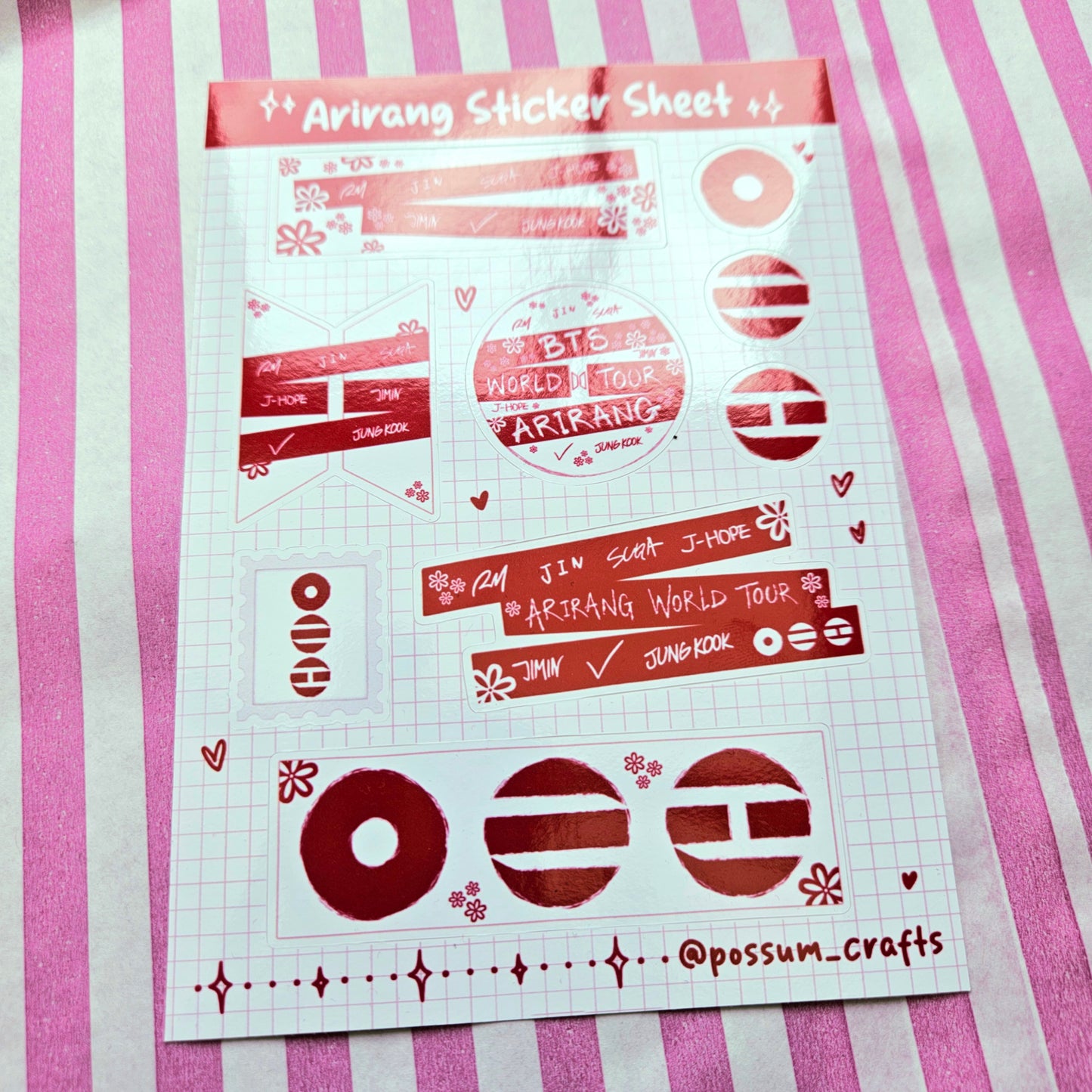 A6 Glossy Sticker Sheet - OT7 Arirang