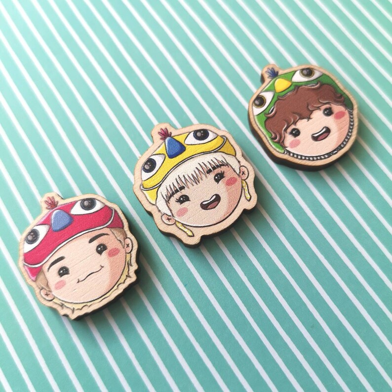 Eco Friendly Wooden 1 Inch Filler Pin - Sowoozoo Bird Hat Taehyung Namjoon Hobi