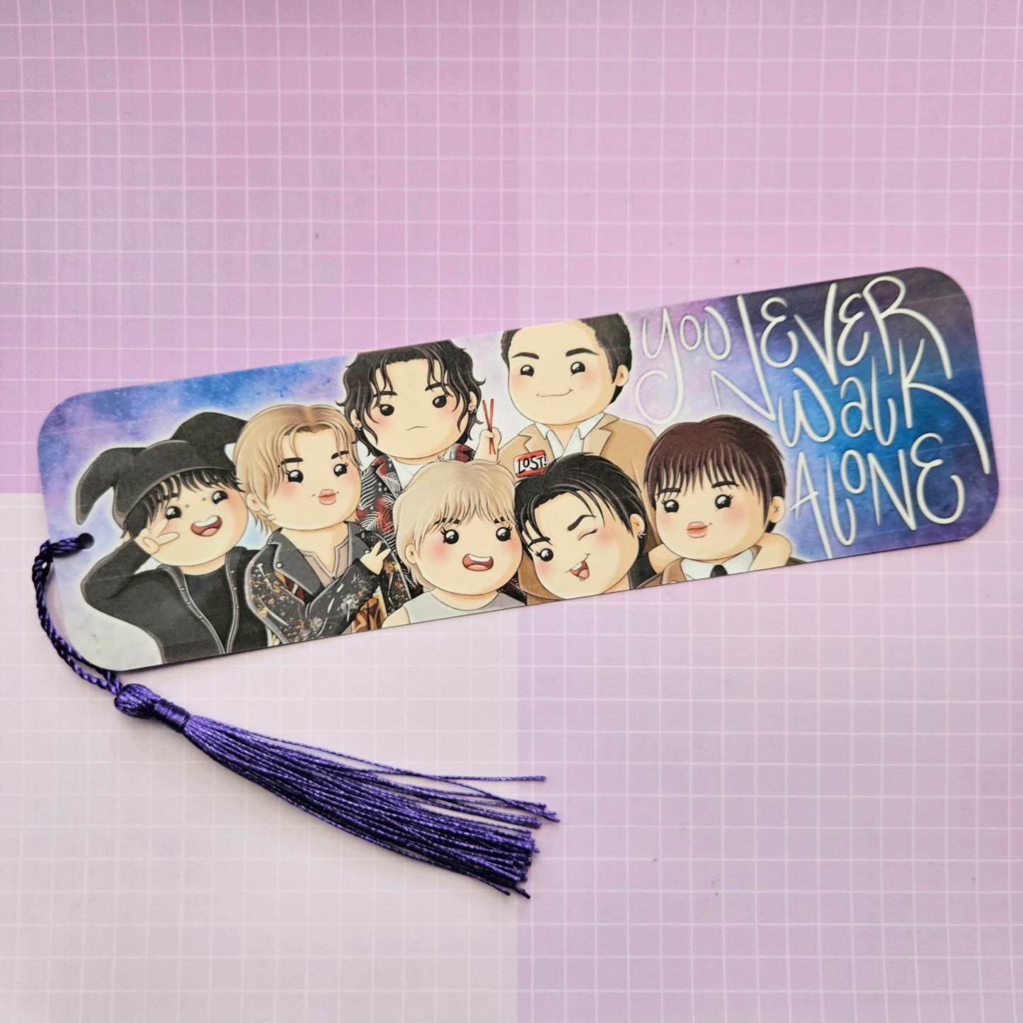 Double Sided Laminated Bookmark with Tassel - OT7 Chapter Two Selfie