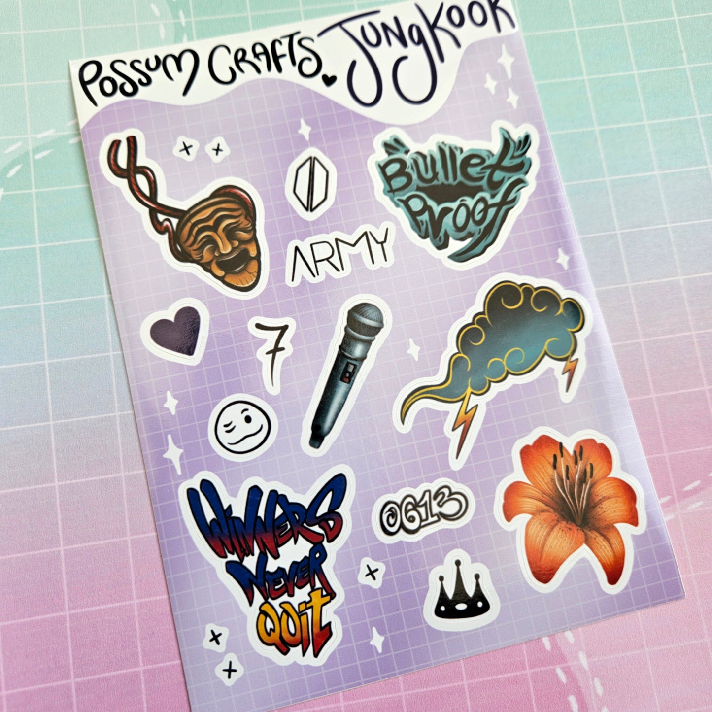 A6 Glossy Sticker Sheet - Jungkook Tattoos