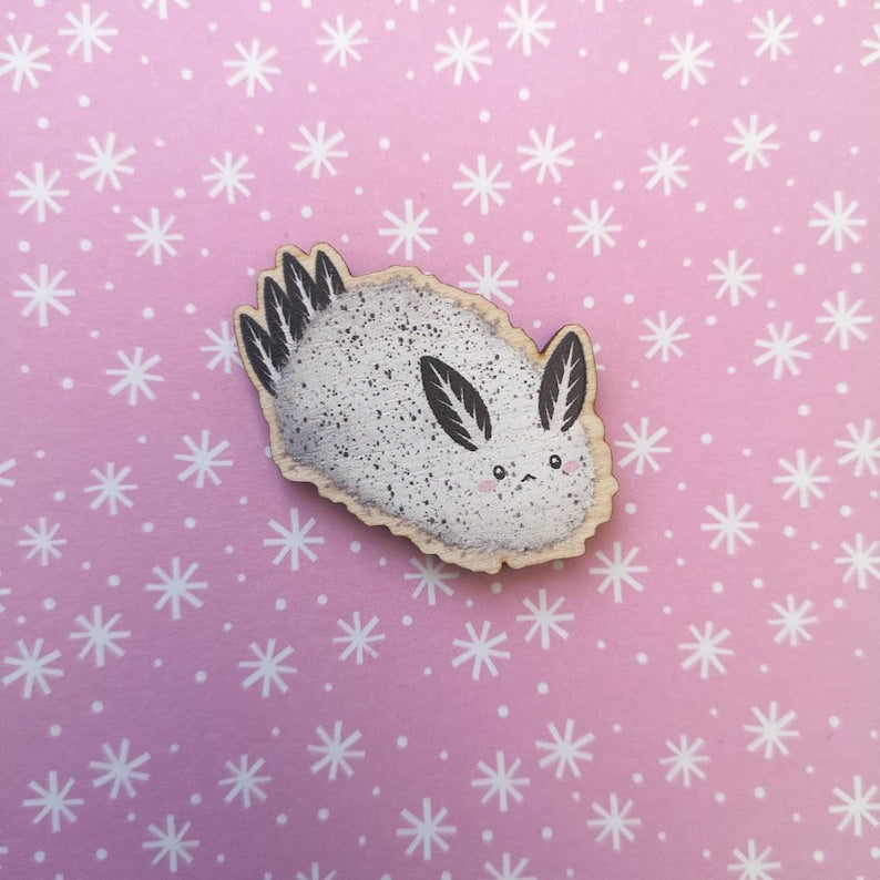 Eco Friendly Wooden 1.5 Inch Pin - Sea Bunny Nudibranch