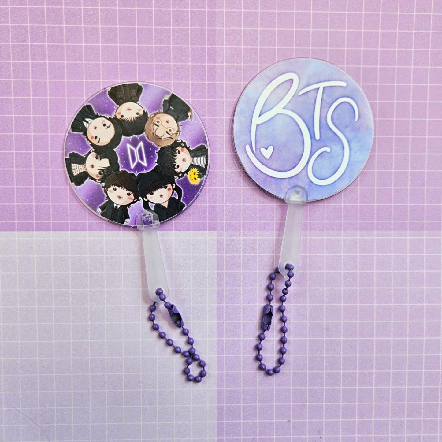 Double Sided Mini Picket Style Keychain - BTS Chibi OT7