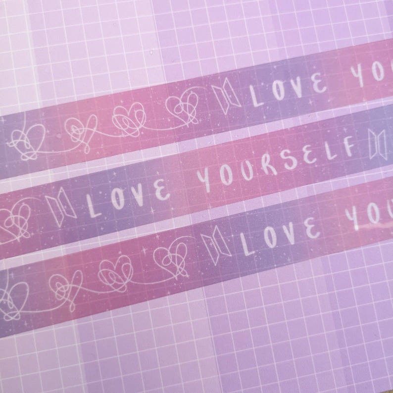 10m x 2cm Washi Tape - Love Yourself LY Hearts