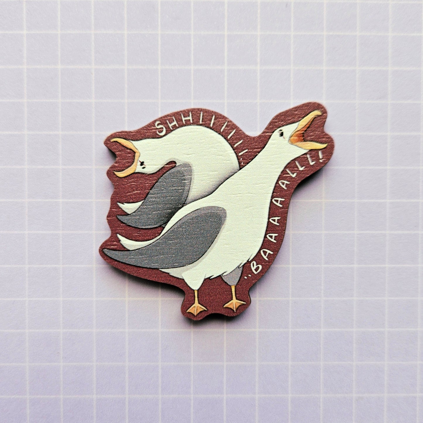 Eco Friendly Wooden 2 Inch Pin - Shibal Seagulls Agust D Suga Yoongi