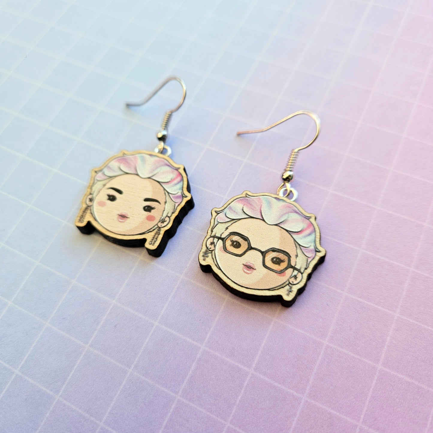 Eco Friendly 1 Inch Wooden Dangle Earrings - Butter Jimin