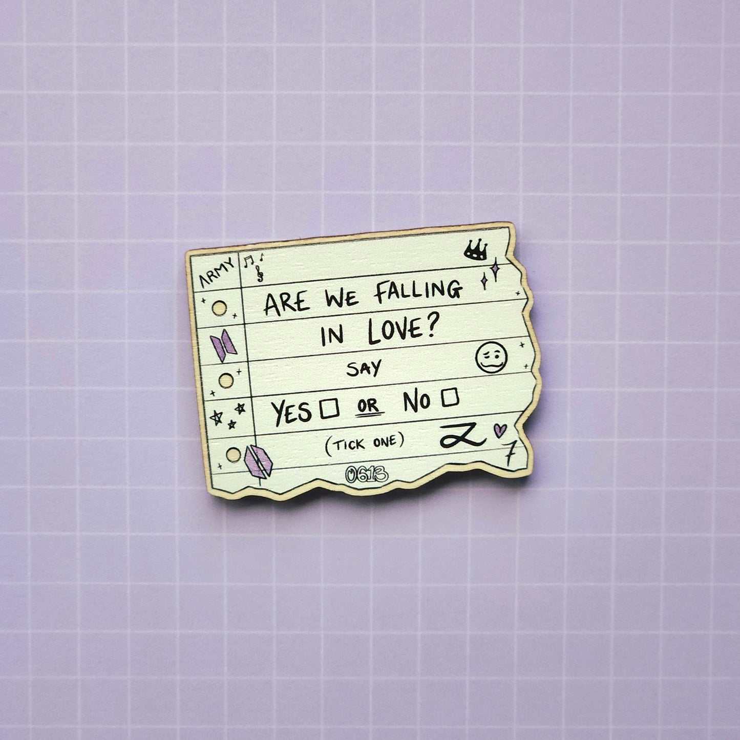 Eco Friendly Wooden 2 Inch Pin - Yes or No Notepad Jungkook JK