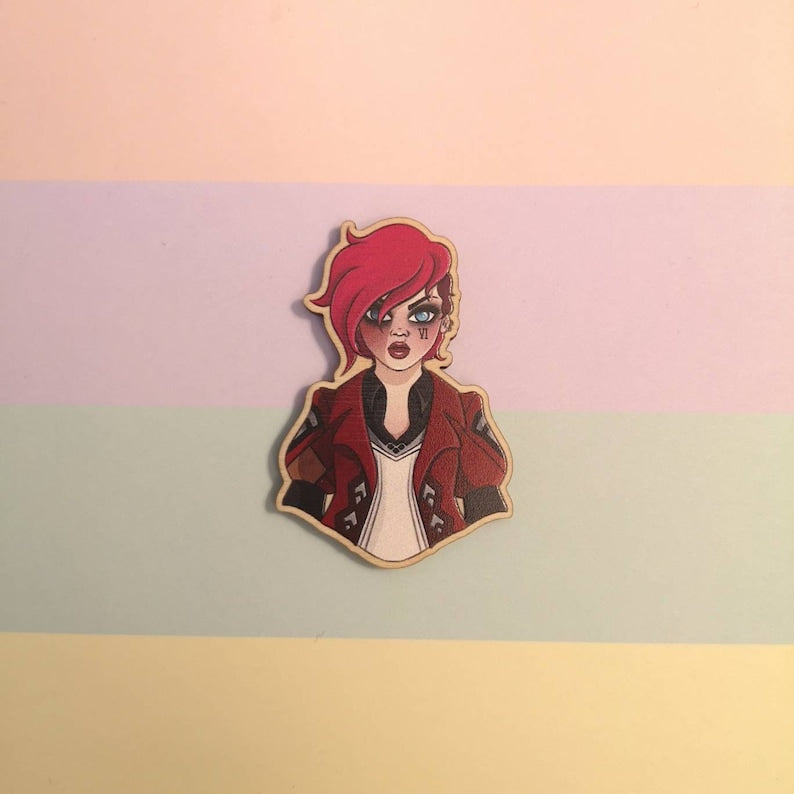 Eco Friendly Wooden 2 Inch Pin - Jinx and Vi