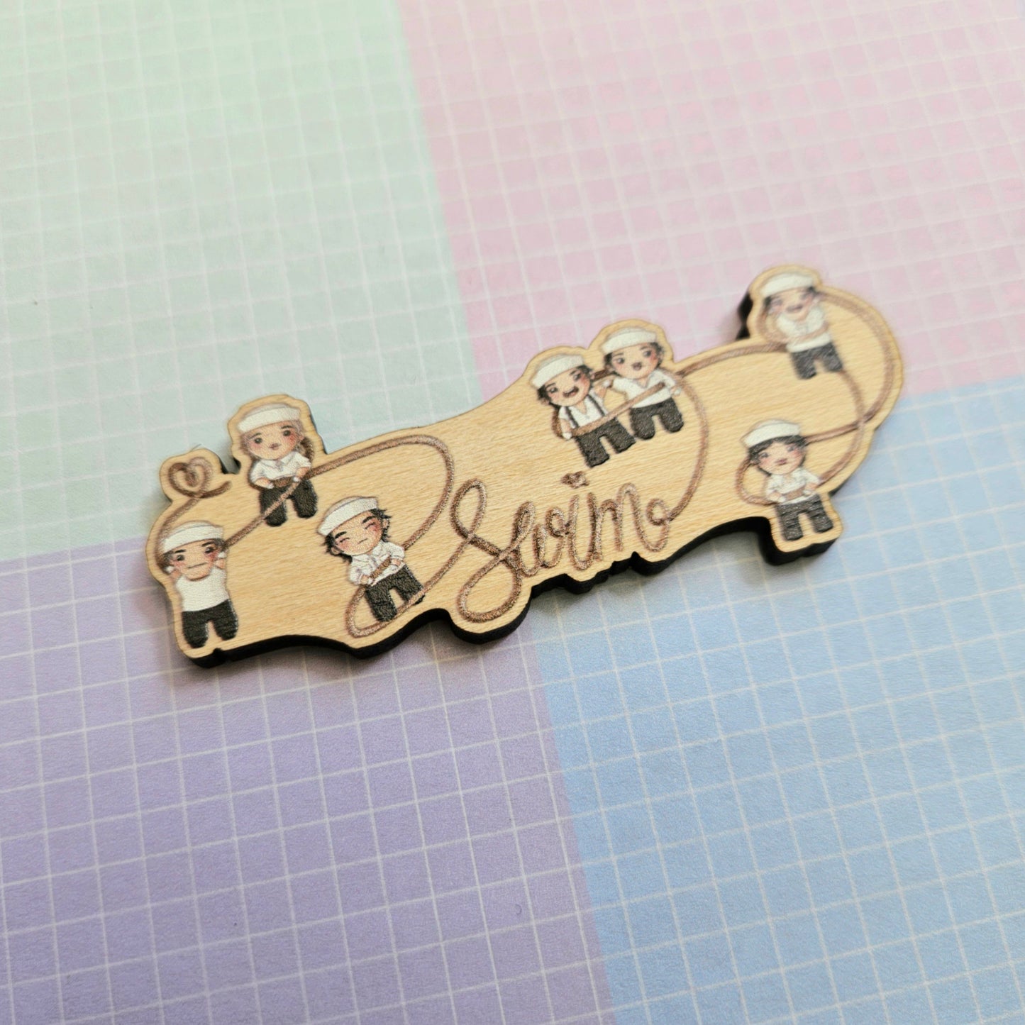 Eco Friendly Wooden 3 Inch Pin - Swim Sailors