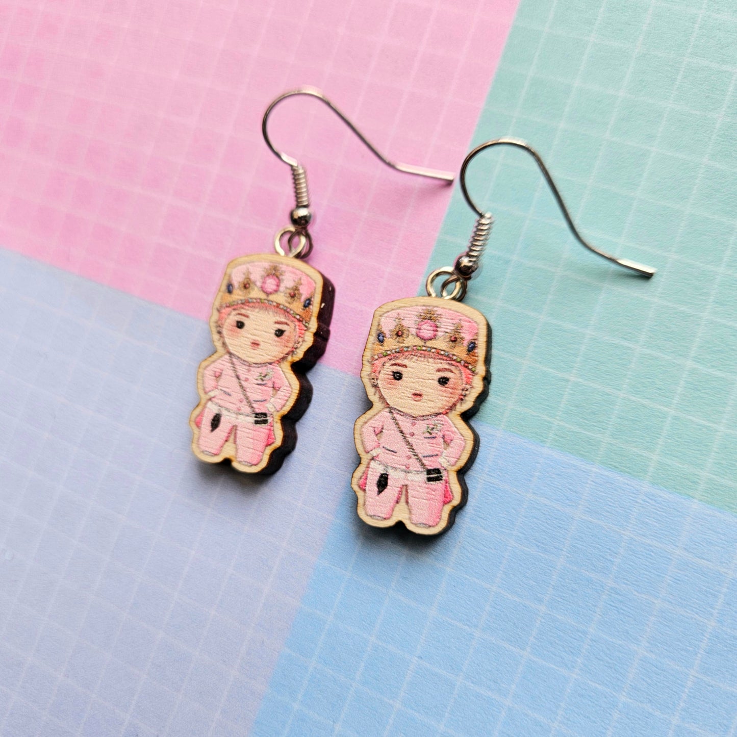 Eco Friendly 1 Inch Wooden Dangle Earrings - G Dragon