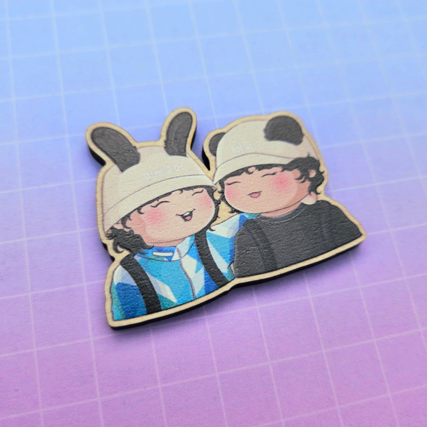 Eco Friendly Wooden 2 Inch Pin - Hawaii Taekook Jungkook Taehyung