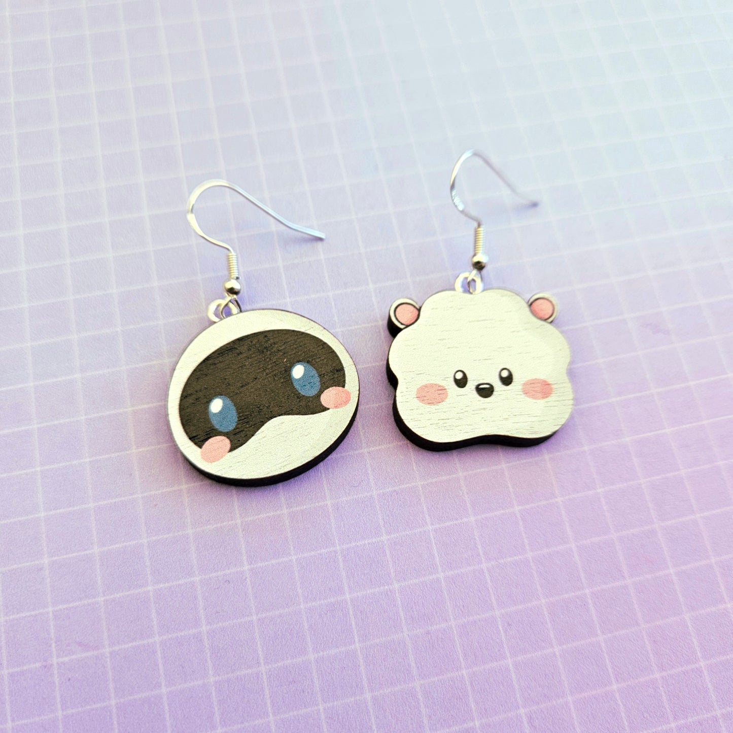 Eco Friendly 1 Inch Mismatched Wooden Dangle Earrings - RJ and Wootteo Jin