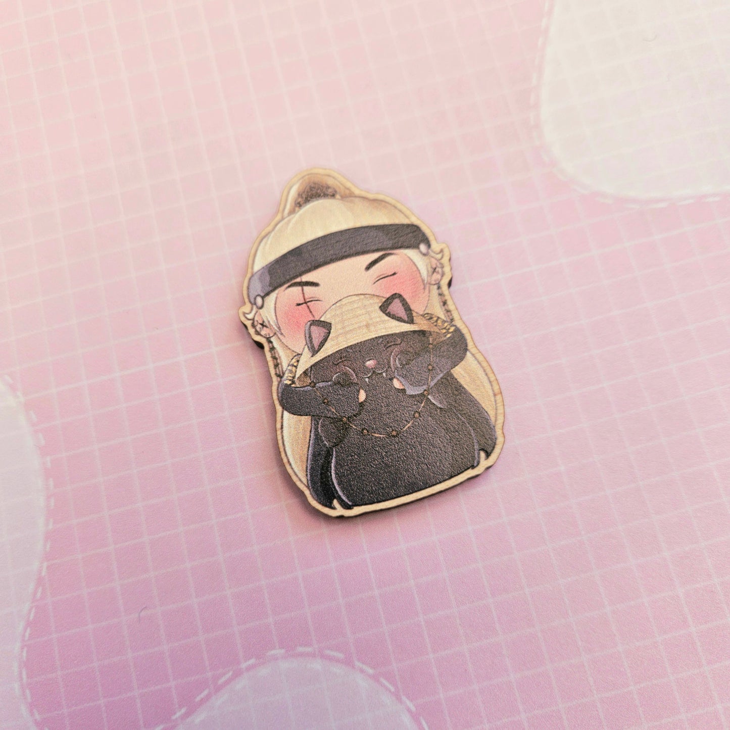 Eco Friendly Wooden 2 Inch Pin - Daechwita Yoongi and Tang