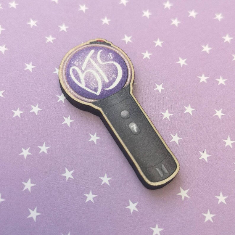 Eco Friendly Wooden 2 Inch Pin - BTS OT7 Army Bomb