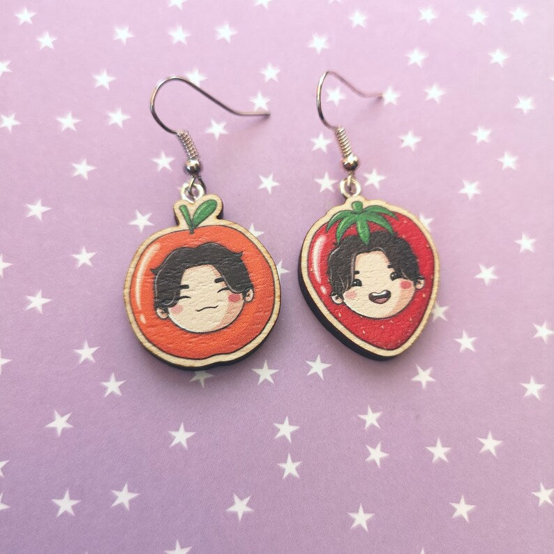 Eco Friendly 1 Inch Wooden Dangle Earrings - Fruity Sope