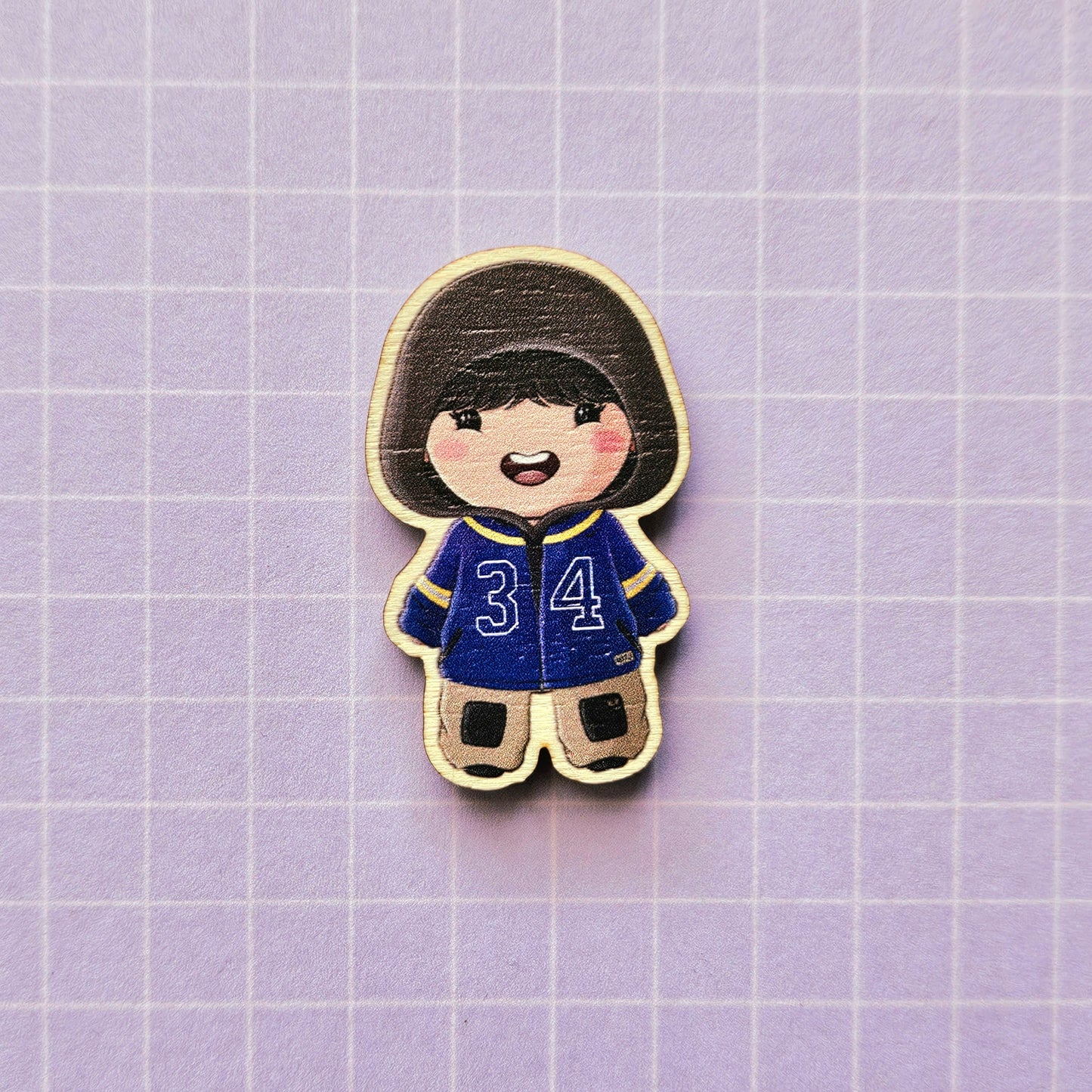 Eco Friendly Wooden 1.5 Inch Pin - Hope on the Street Hobi Jhope Chibi