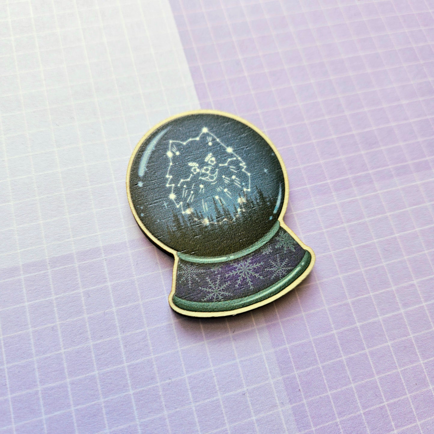 Eco Friendly Wooden 2 Inch Pin - Tannie Yeontan Memorial Snow Globe V Taehyung