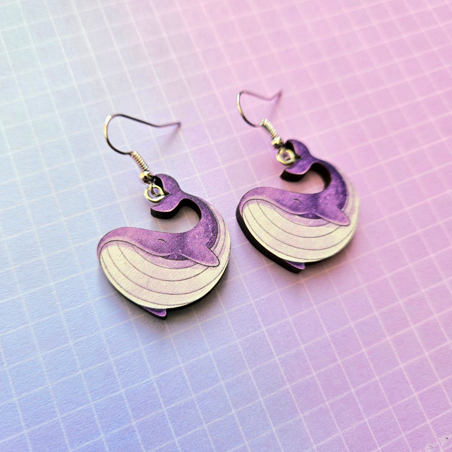 Eco Friendly 1 Inch Wooden Dangle Earrings - Bora Whale Bangtan