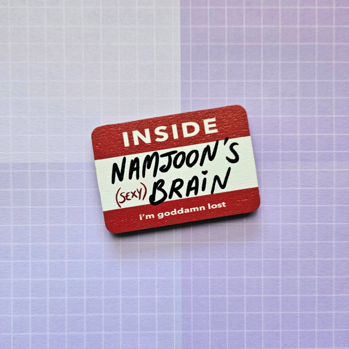Eco Friendly Wooden 2 Inch Pin - Lost Badge Kim Namjoon RM