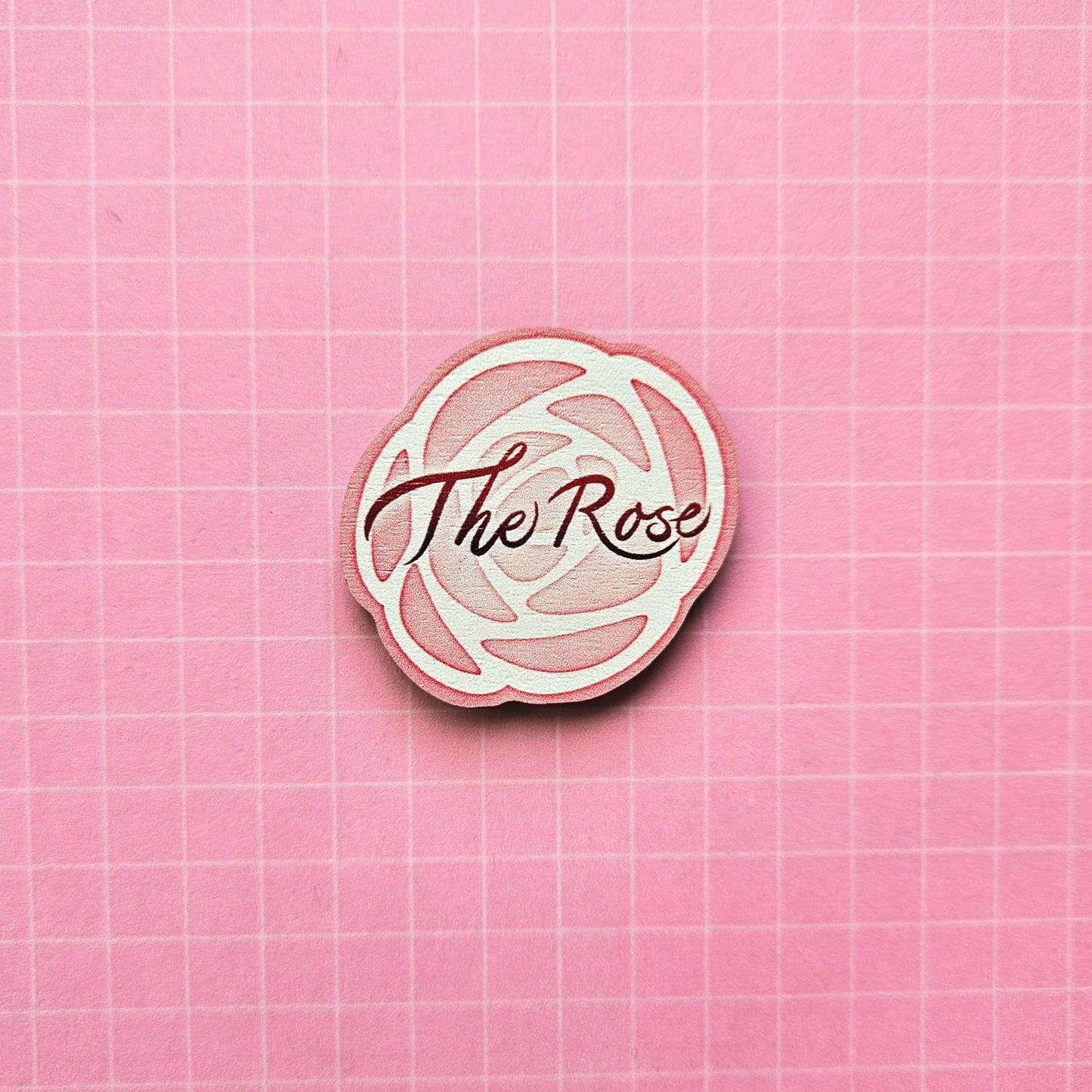 Eco Friendly Wooden 1.5 Inch Pin - The Rose Logo