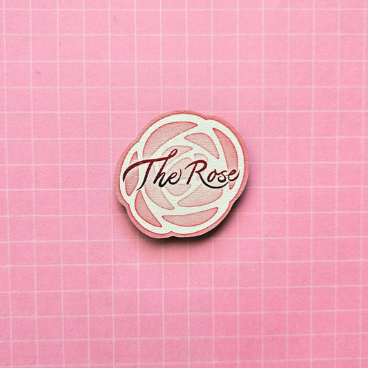 Eco Friendly Wooden 1.5 Inch Pin - The Rose Logo