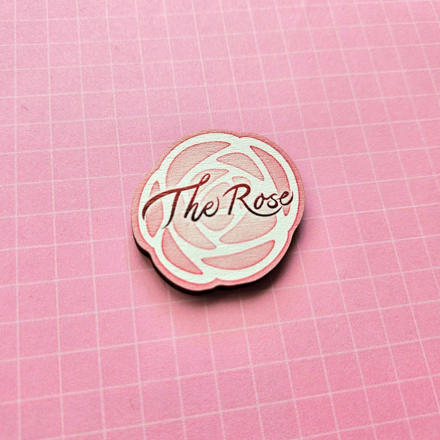 Eco Friendly Wooden 1.5 Inch Pin - The Rose Logo