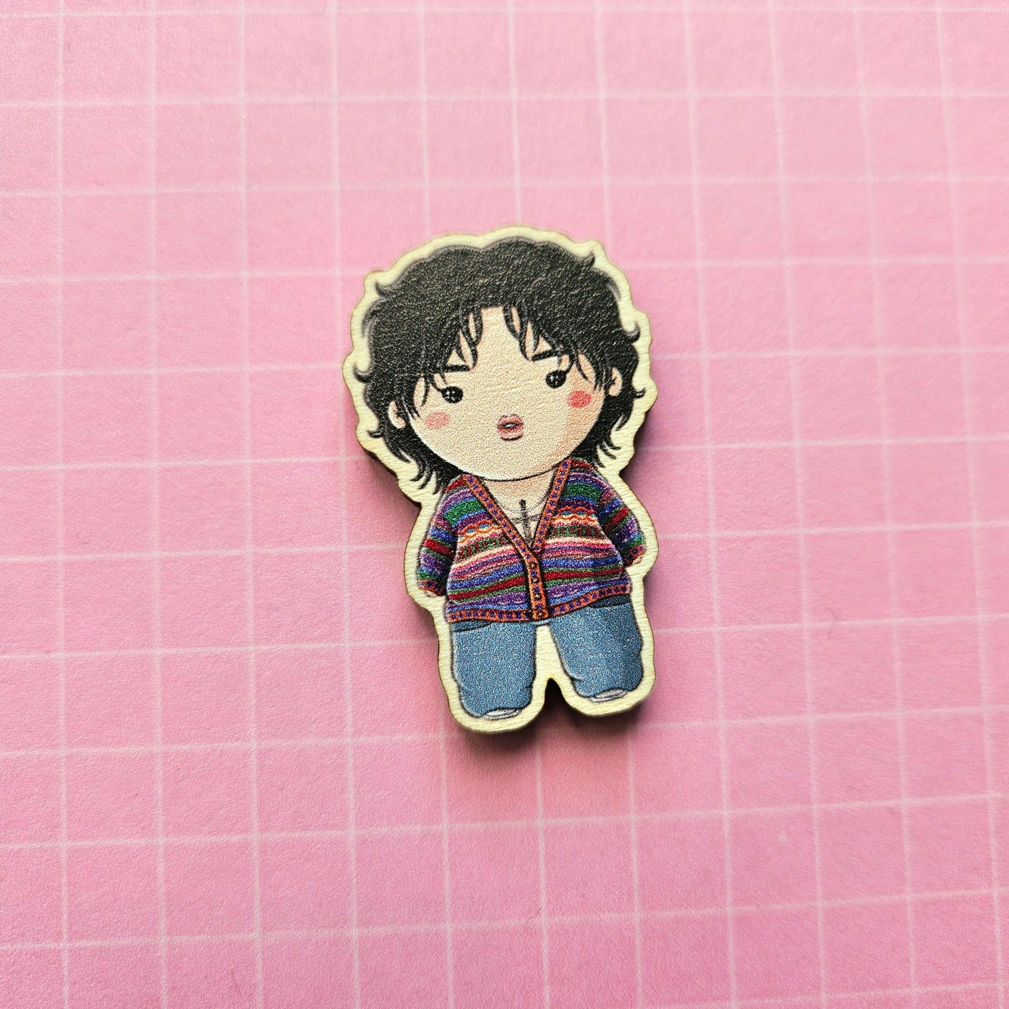 Eco Friendly Wooden 1.5 Inch Pin - The Rose Woosung Dojoon Jaehyeong Hajoon You're Beautiful Chibi