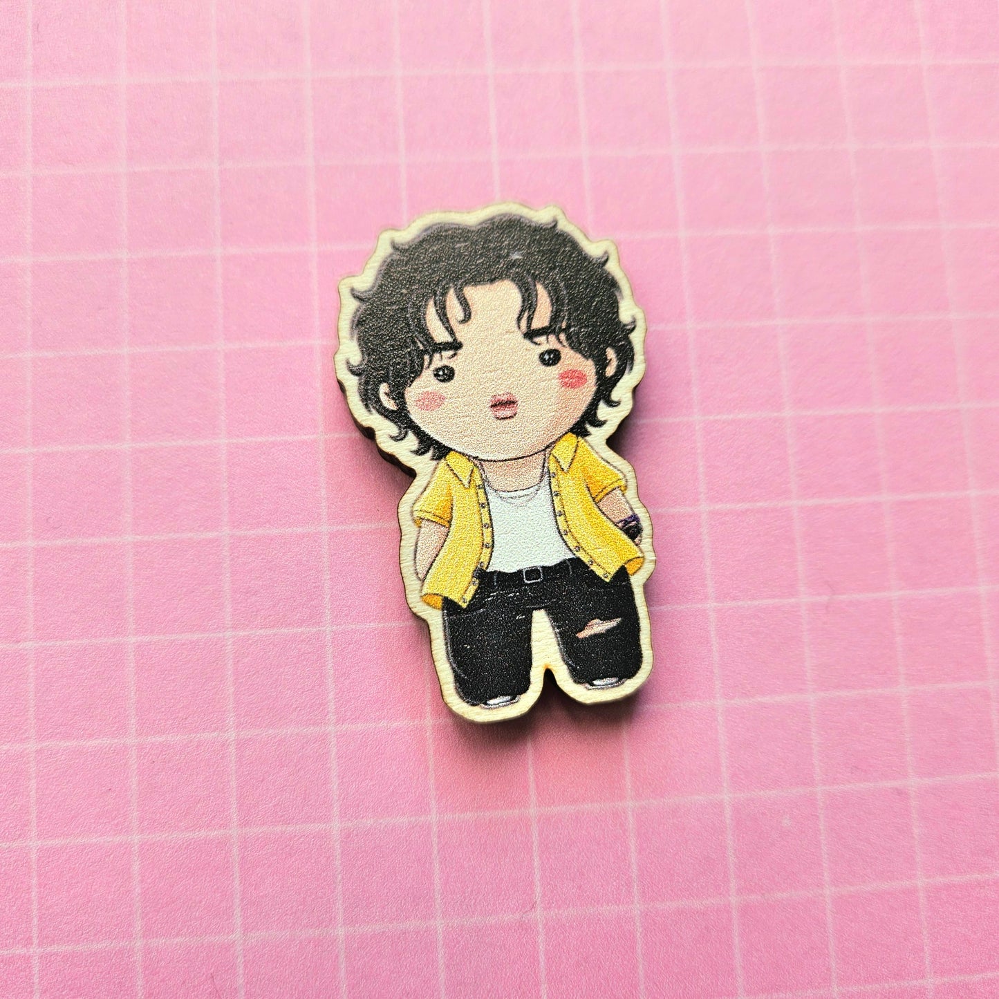 Eco Friendly Wooden 1.5 Inch Pin - The Rose Woosung Dojoon Jaehyeong Hajoon You're Beautiful Chibi