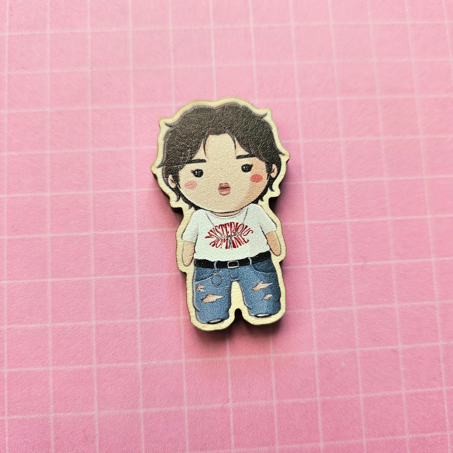 Eco Friendly Wooden 1.5 Inch Pin - The Rose Woosung Dojoon Jaehyeong Hajoon You're Beautiful Chibi