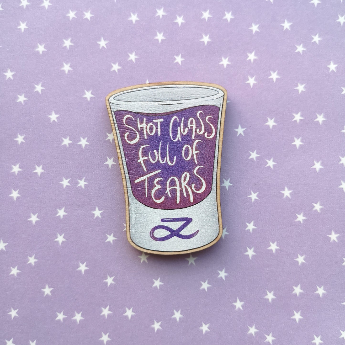 Eco Friendly Wooden 2 Inch Pin - Shot Glass Of Tears Jungkook JK