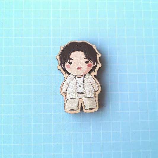 Eco Friendly Wooden 1.5 Inch Pin - Wildflower Kim Namjoon RM