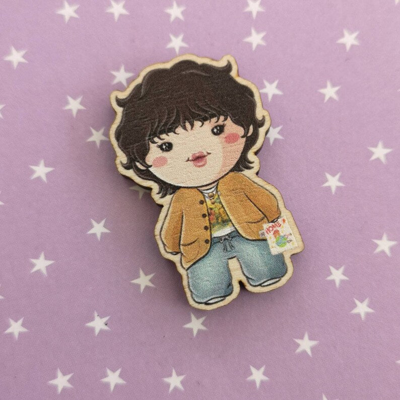 Eco Friendly Wooden 1.5 Inch Pin - Kim Seokjin Jin BTS Chibi