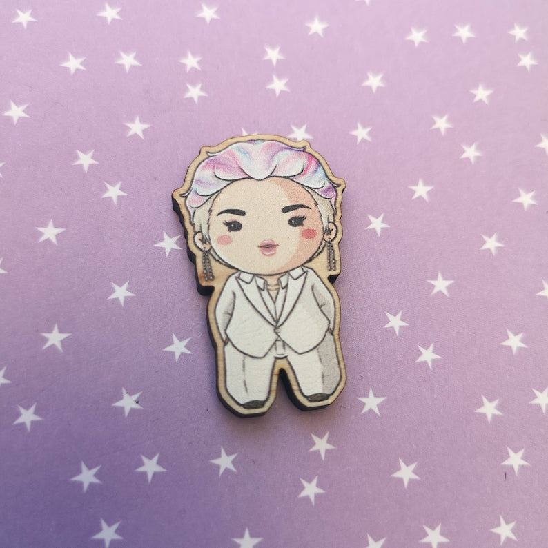 Eco Friendly Wooden1.5 Inch Pin - Park Jimin BTS Chibi
