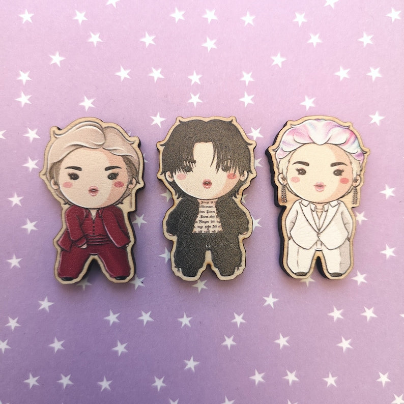 Eco Friendly Wooden1.5 Inch Pin - Park Jimin BTS Chibi