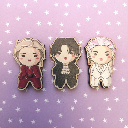 Eco Friendly Wooden1.5 Inch Pin - Park Jimin BTS Chibi