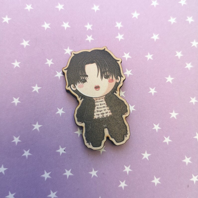 Eco Friendly Wooden1.5 Inch Pin - Park Jimin BTS Chibi