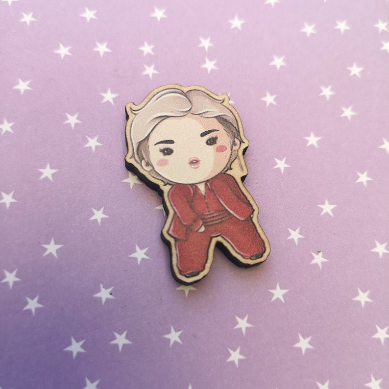 Eco Friendly Wooden1.5 Inch Pin - Park Jimin BTS Chibi