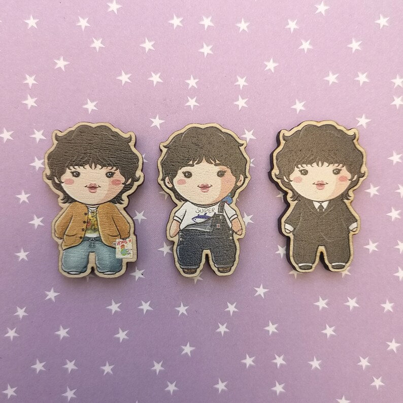 Eco Friendly Wooden 1.5 Inch Pin - Kim Seokjin Jin BTS Chibi