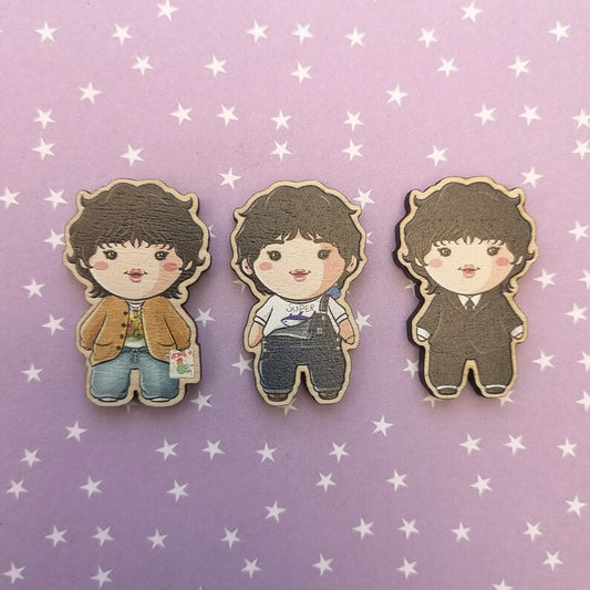 Eco Friendly Wooden 1.5 Inch Pin - Kim Seokjin Jin BTS Chibi