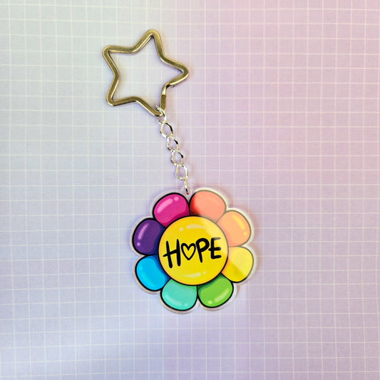 Eco Friendly Acrylic Double Sided 2 Inch Keychain - Hope Flower