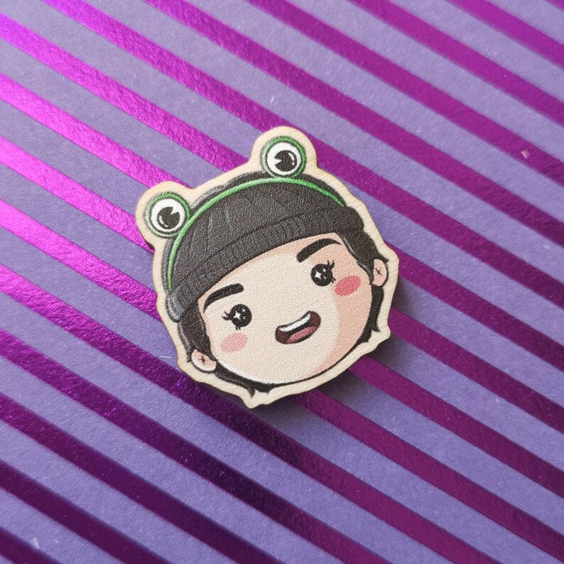 Eco Friendly Wooden 1 Inch Filler Pin - Froggy Taekook Taehyung and Jungkook