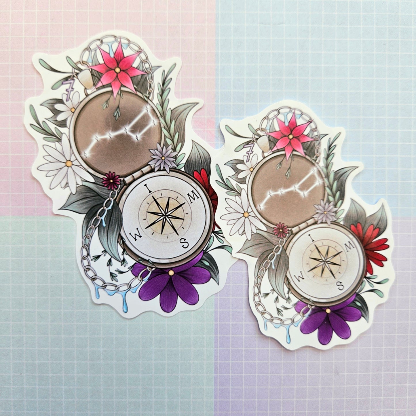 Glossy Small or Large Sticker - Swim Compass