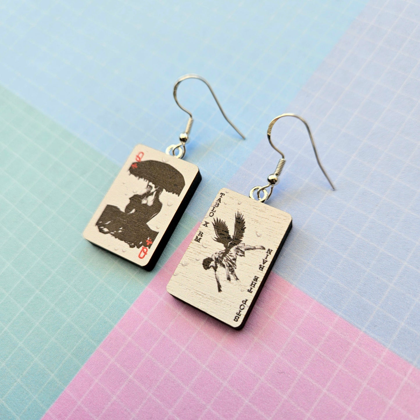 Eco Friendly 1 Inch Wooden Dangle Earrings - Stop the Rain Tablo Namjoon RM