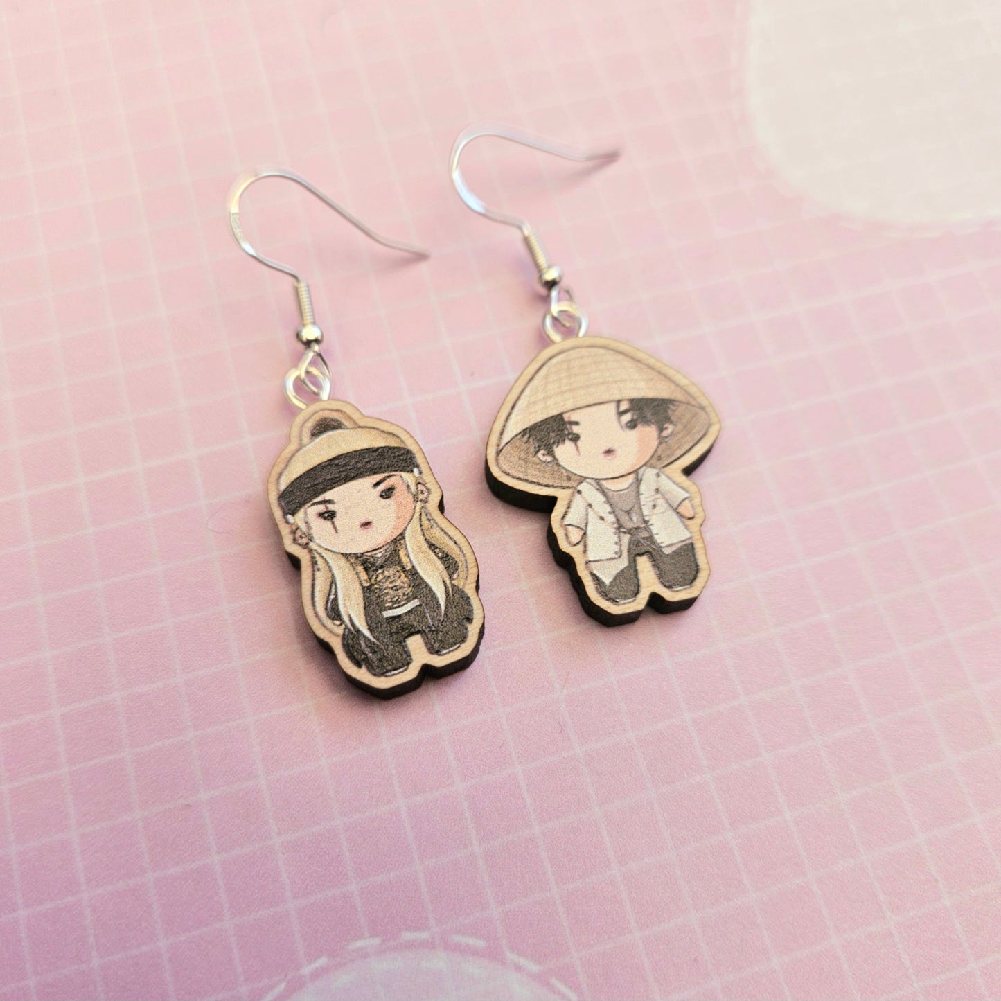 Eco Friendly 1 Inch Wooden Dangle Earrings - Agust D Daechwita Minis