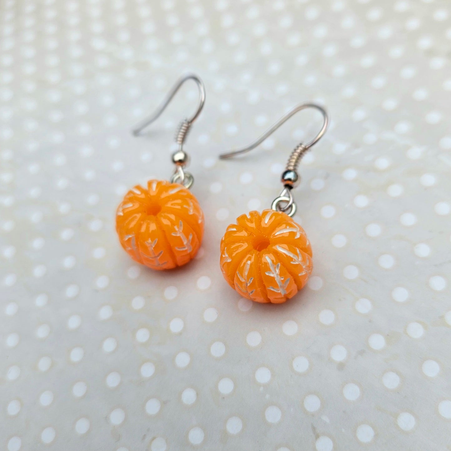 Super Cute 3D Dangle Drop Earrings - Tangerine Small