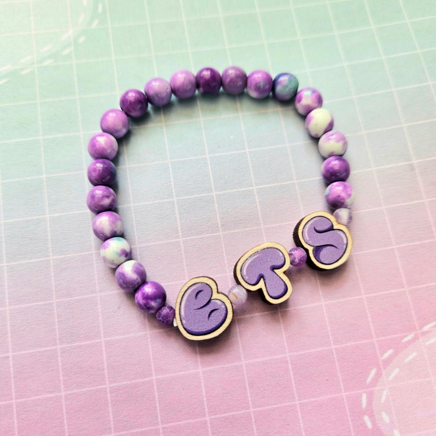 Handmade Eco Friendly Wood and Beaded Bracelet - BTS