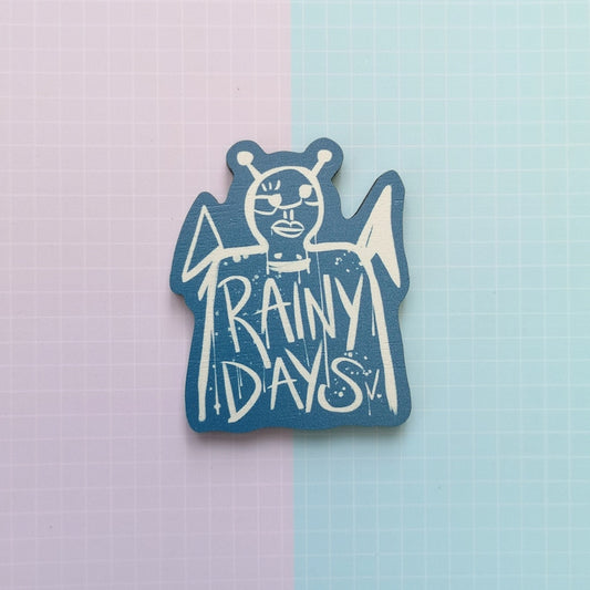 Eco Friendly Wooden 2 Inch Pin - Rainy Days Painting V Taehyung