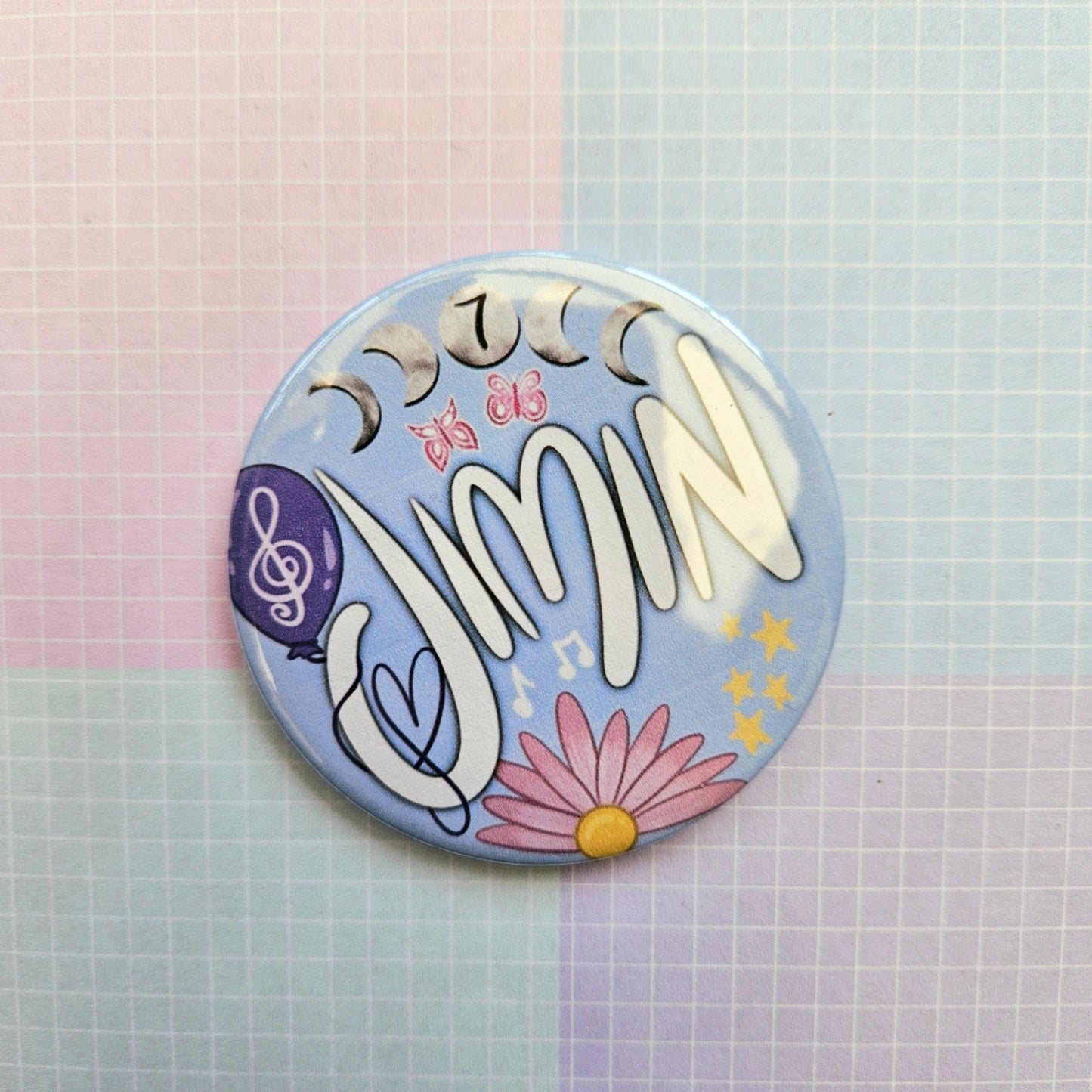 38mm Or 58mm Button Badge - BTS Aesthetic Member Names