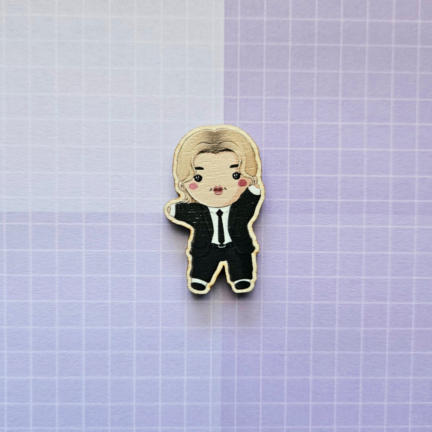 Eco Friendly Wooden 1.5 Inch Pin - Smeraldo Garden Marching Band Jimin